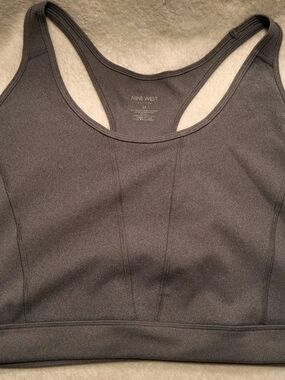 Nine West Active Plus Racer Back Sports Bra Yoga Gray Activewear Wireless 3X